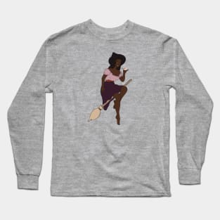 Beautiful Black Witch Flying On Her Magic Broom Long Sleeve T-Shirt